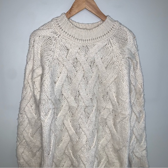 Cocogio Sweater Size Medium‎ Oversized Fit Off-white Textured Knit Wool Vintage - Picture 3 of 6